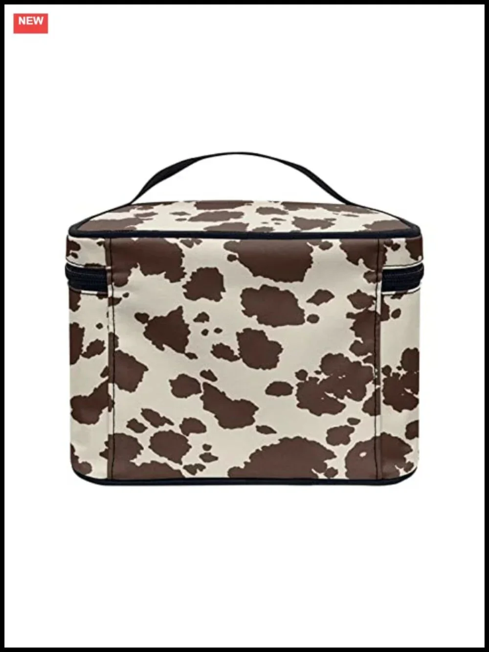 Cow Print Waterproof Travel Makeup Bag Tote Organizer with Handle for Women